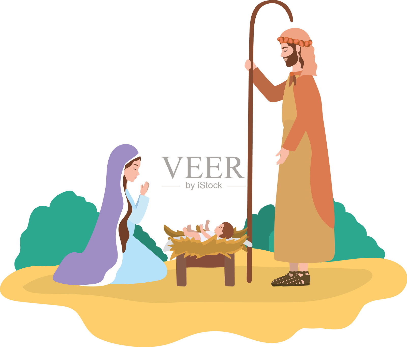 可爱神圣的家庭管理角色插画图片素材