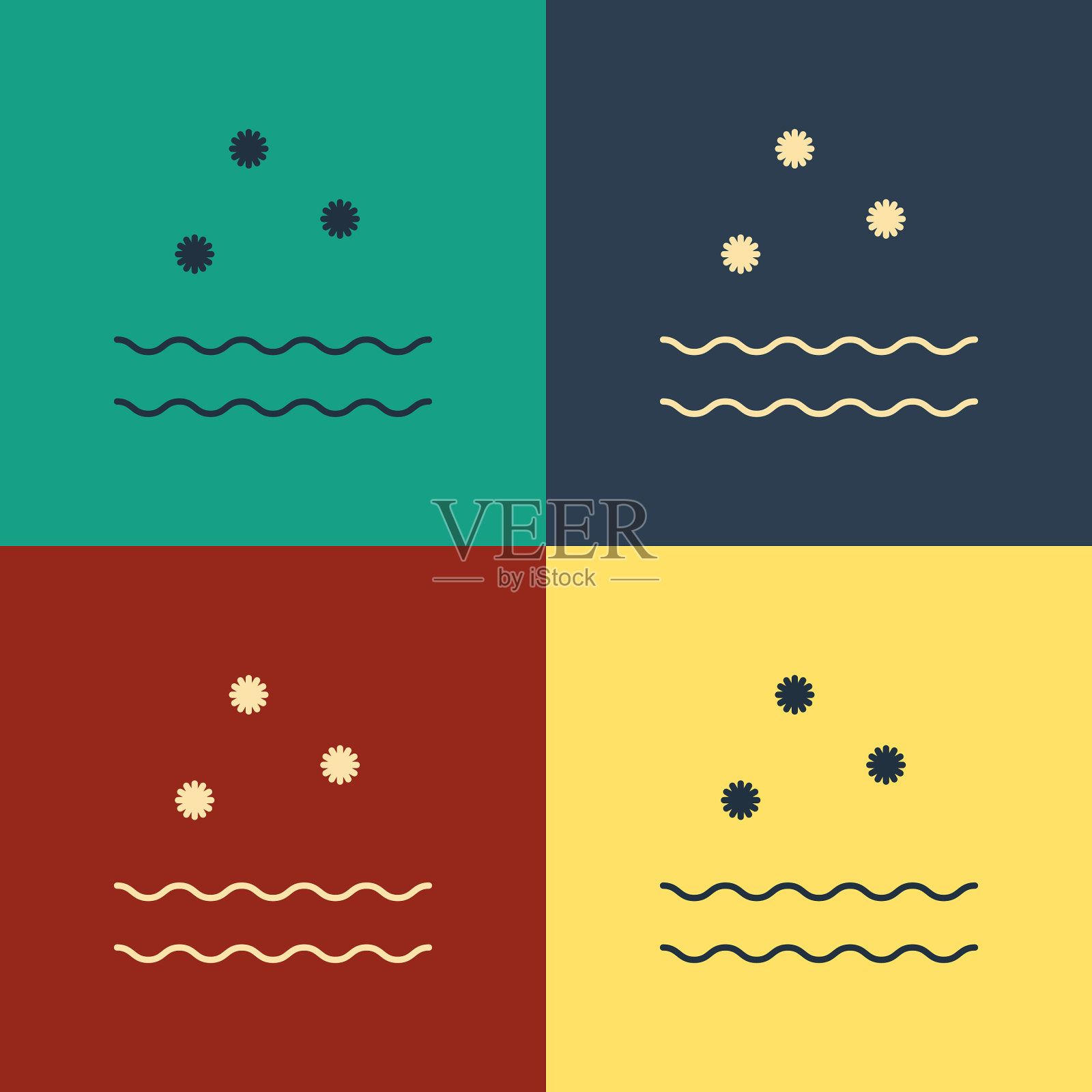 颜色冷波和图标孤立在颜色上图标素材