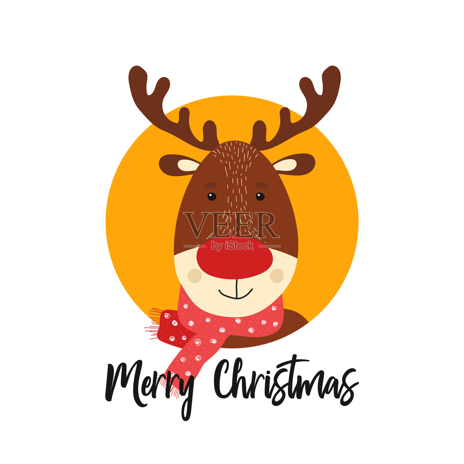 孤立可爱的鹿在斯堪的纳维亚风格插画图片素材