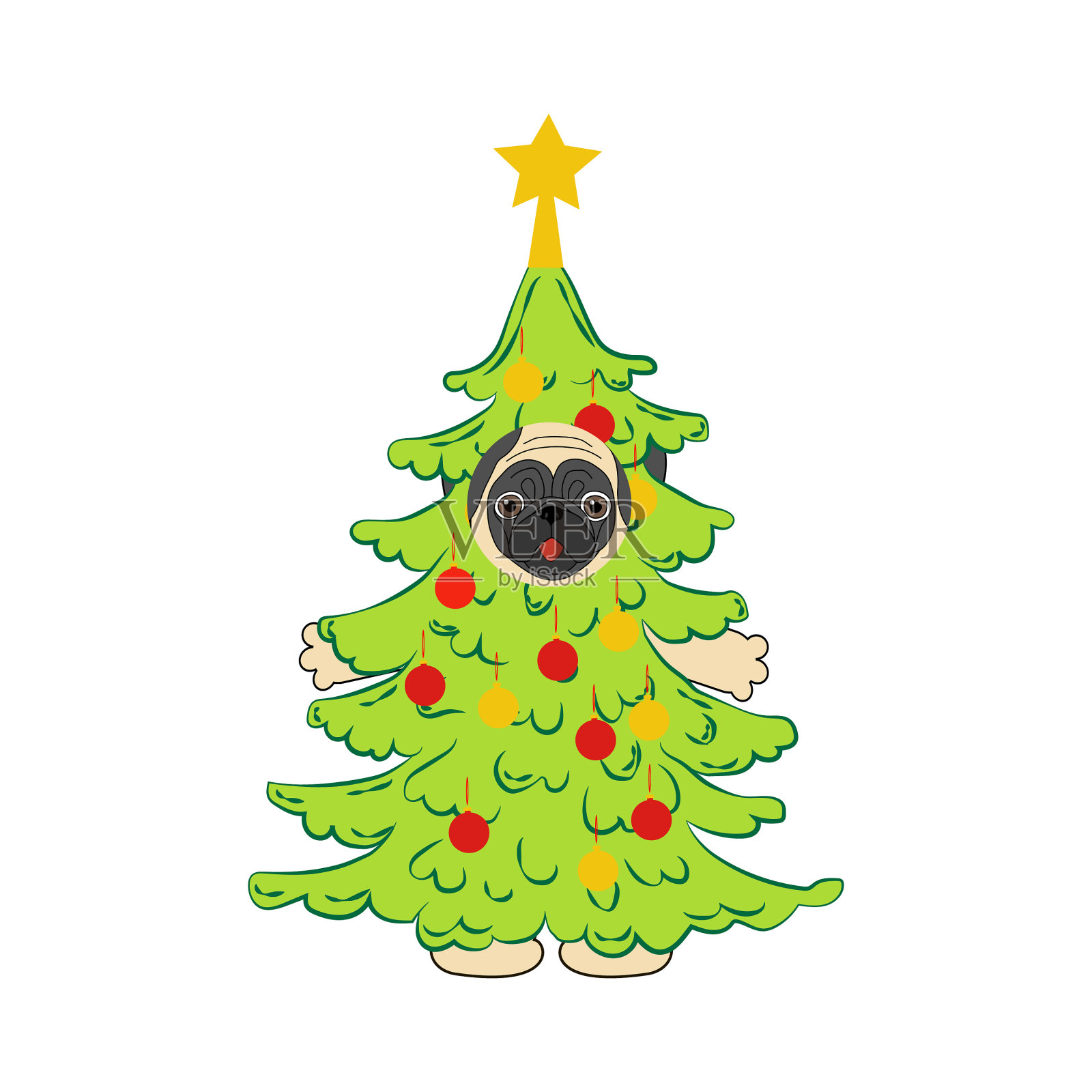 穿着圣诞树服装的帕格设计元素图片