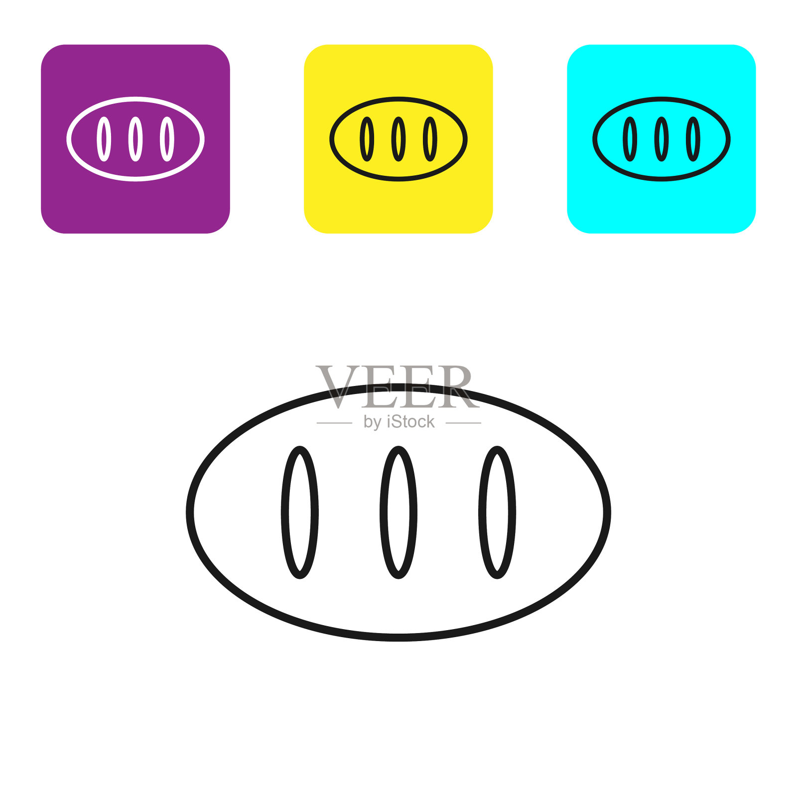 黑线面包面包条图标孤立在白色图标素材