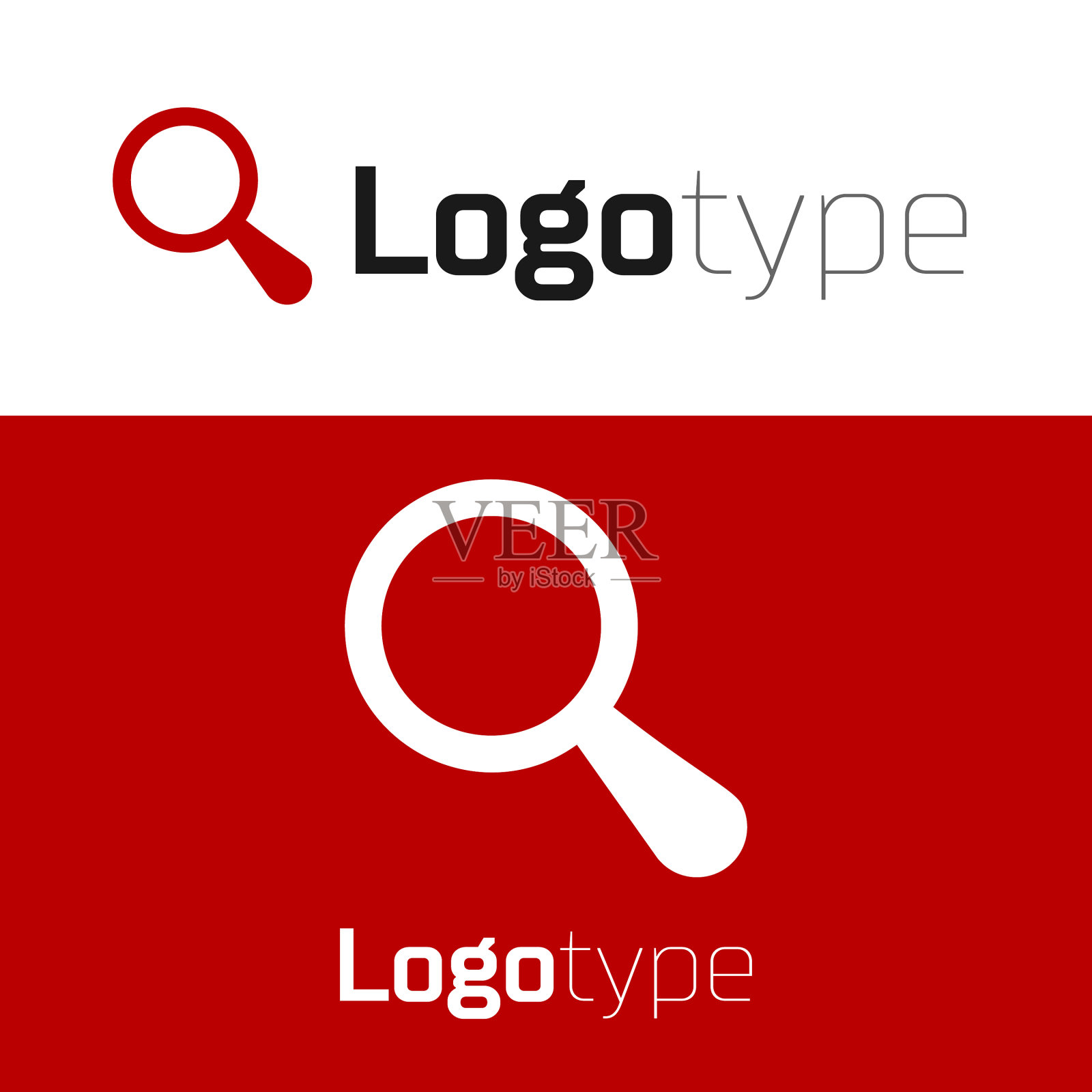 红色放大镜图标孤立在白色插画图片素材