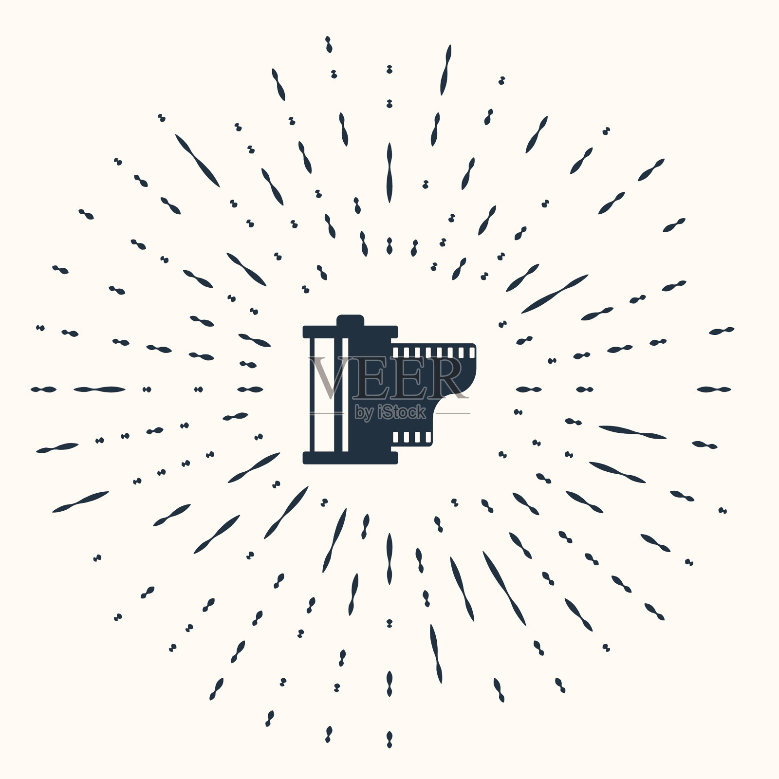 灰色相机复古胶片卷墨盒图标插画图片素材