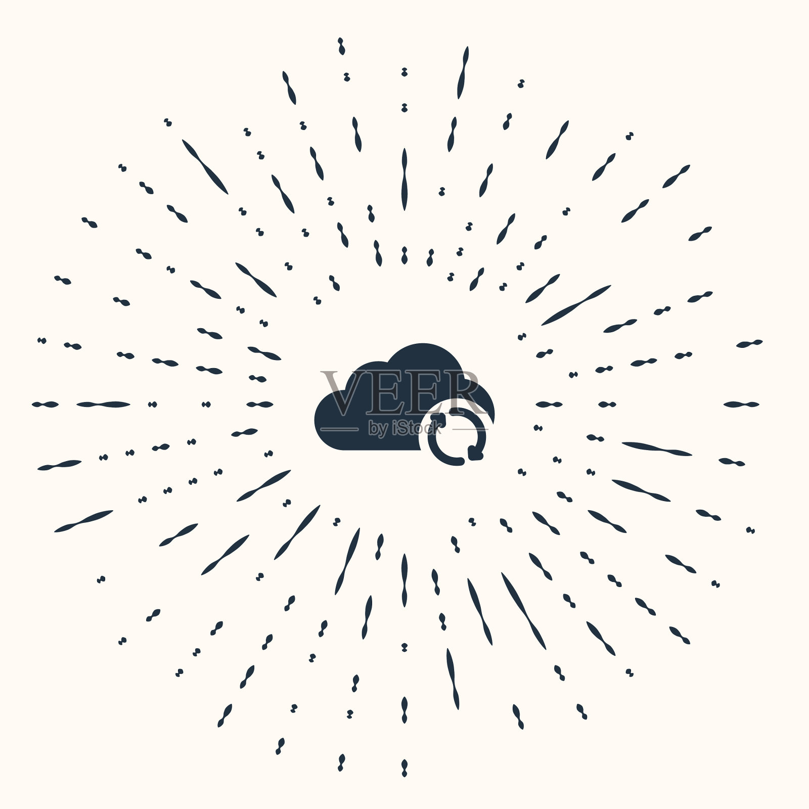 灰色云同步刷新图标隔离在米色插画图片素材