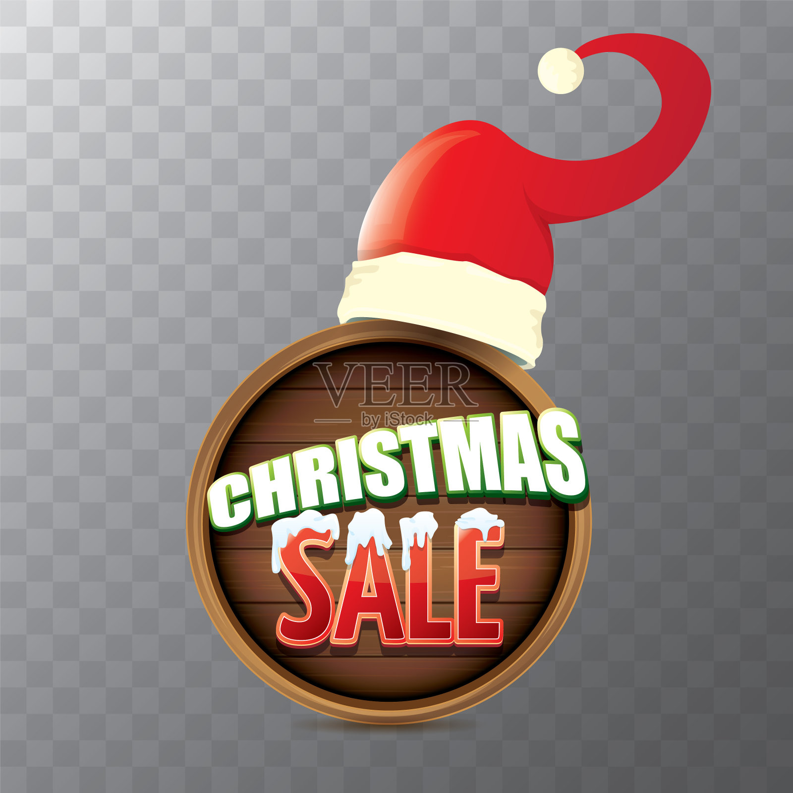 圣诞特卖标签红色的圣诞老人帽设计元素图片