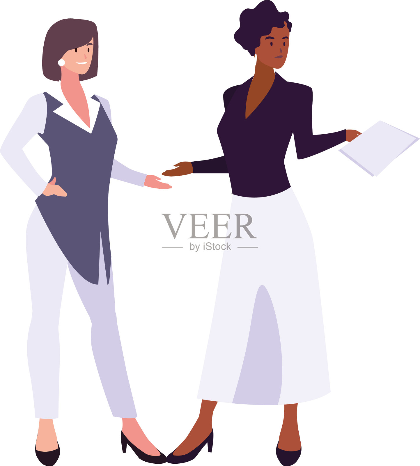 可爱的商业女性有各种各样的观点,姿势和设计元素图片