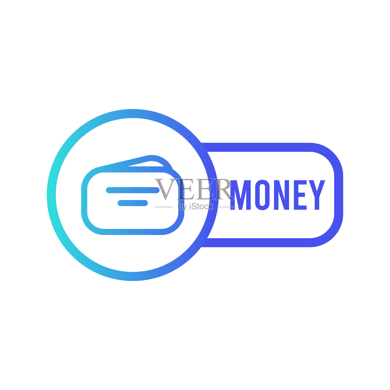 彩色钱包图标孤立在白色背景。钱包图标。现金储蓄的象征。梯度。矢量图插画图片素材