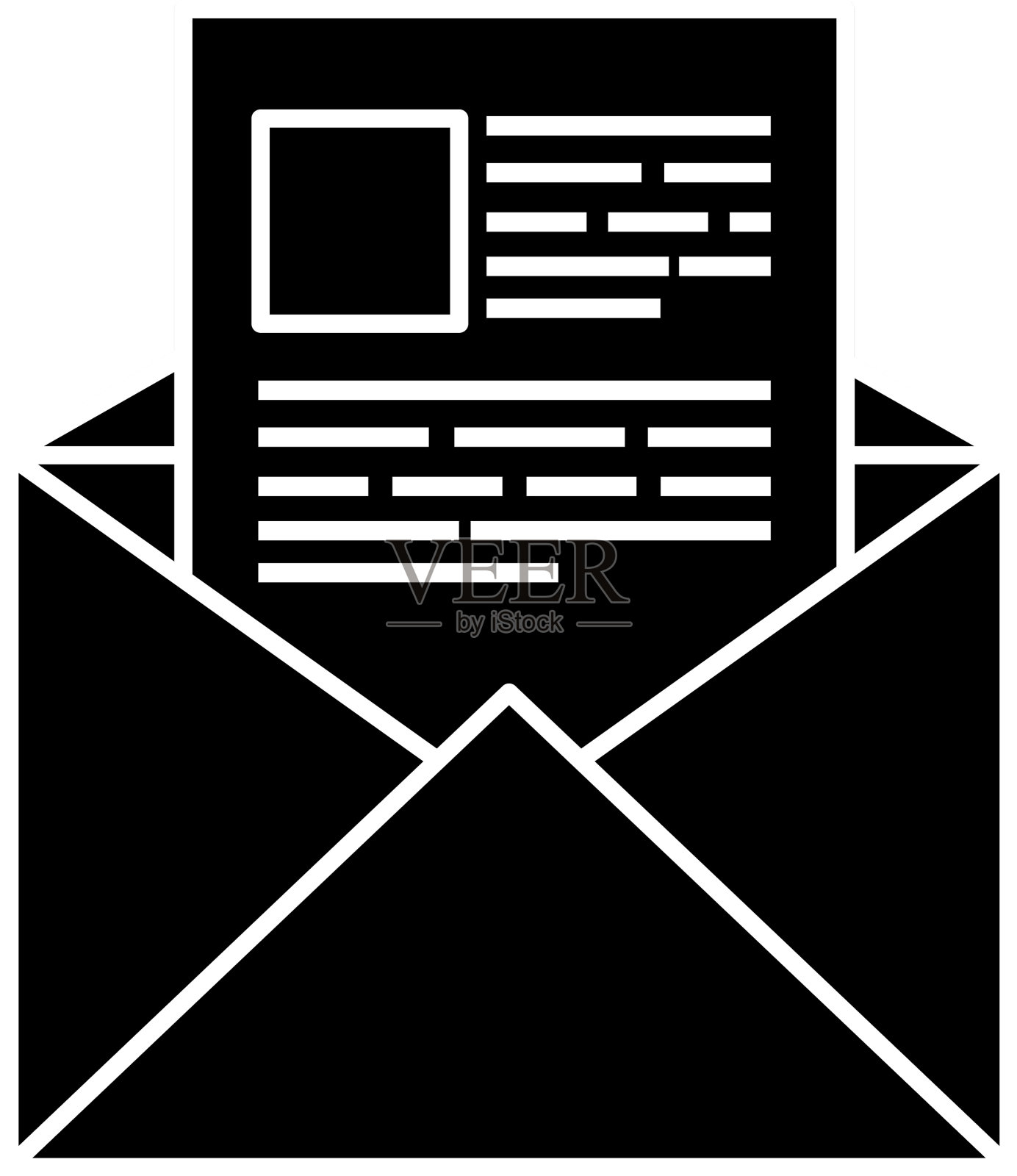 剪影信封邮件通信孤立设计元素图片