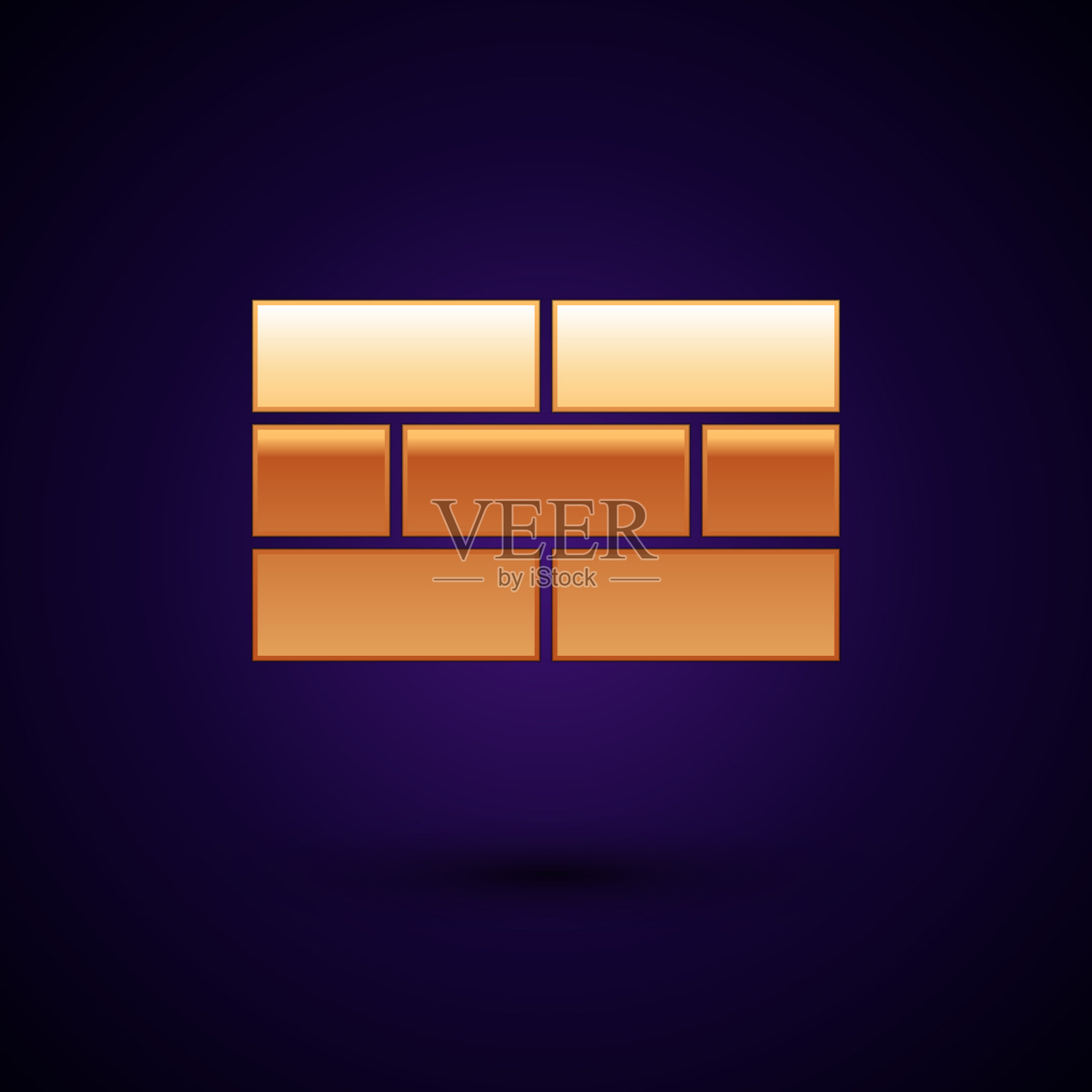 金色的砖块图标孤立在深蓝色的背景插画图片素材