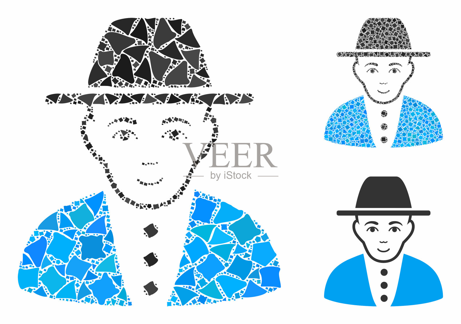 犹太马赛克图标不均匀的元素插画图片素材