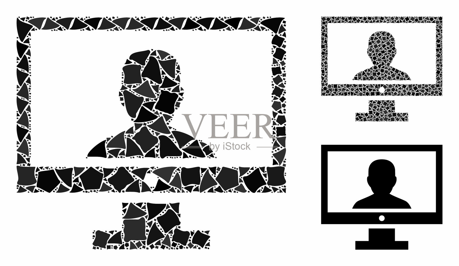 视频博主PC构图图标不等插画图片素材