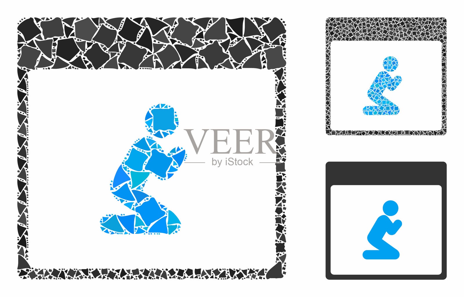 祈祷人日历页面构图图标的插画图片素材