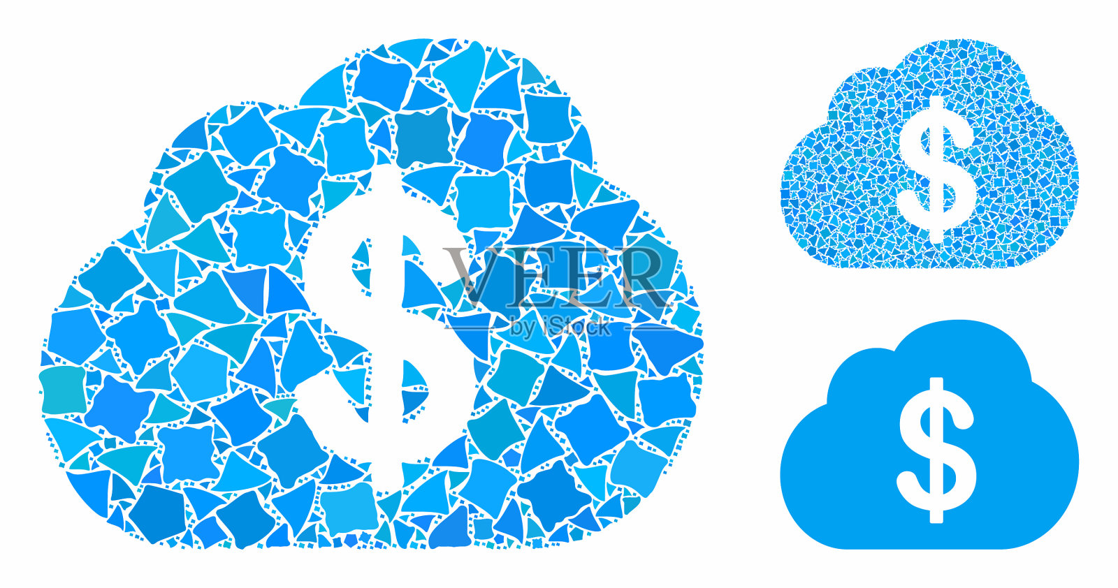 金融云马赛克图标结节项目插画图片素材