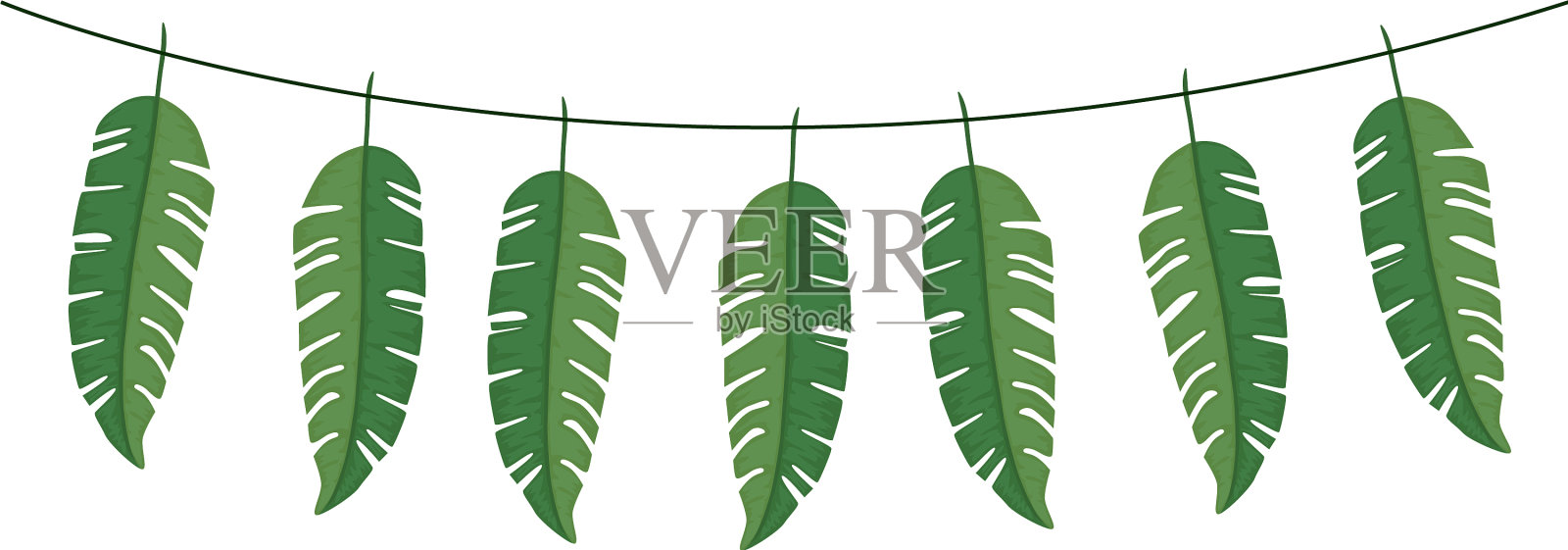 设置叶子热带悬挂孤立的图标图标素材