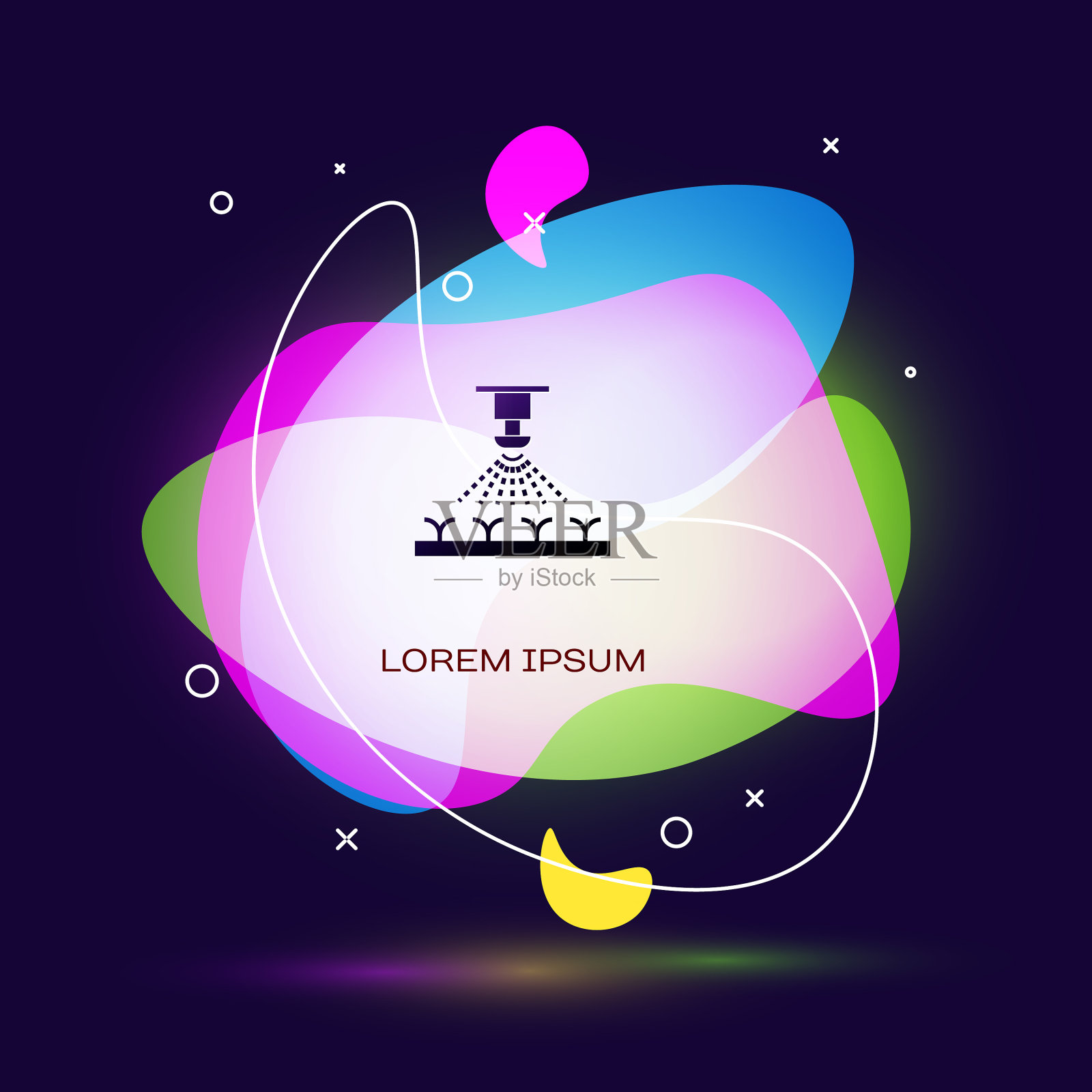 黑色自动喷灌喷头图标插画图片素材