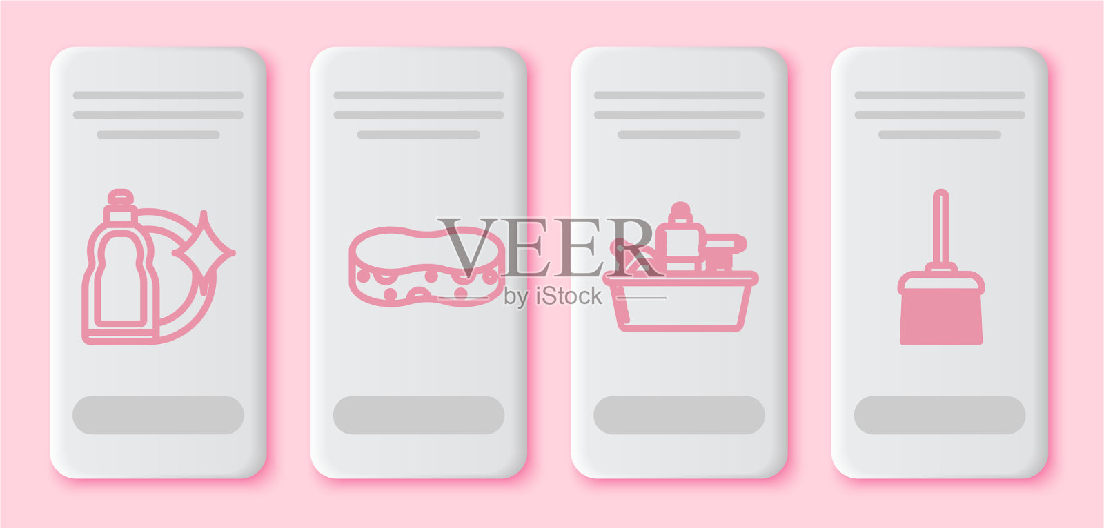 设置线塑料瓶液体洗碗插画图片素材