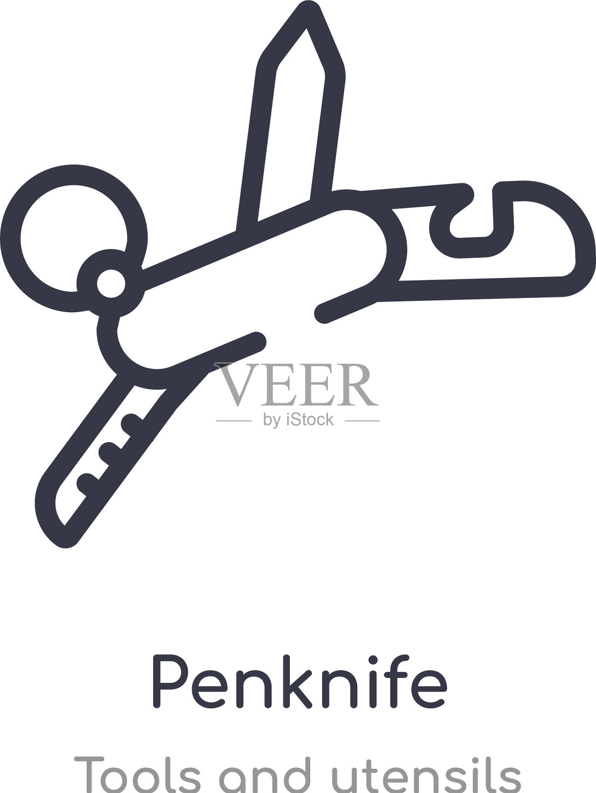 铅笔刀轮廓图标孤立线工具插画图片素材