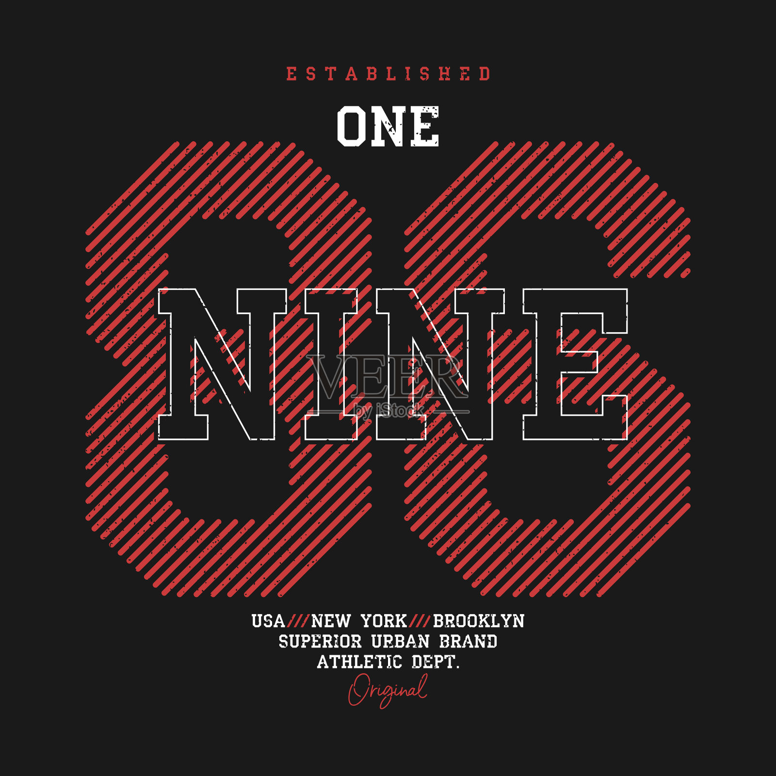 纽约t恤设计与数字布鲁克林插画图片素材