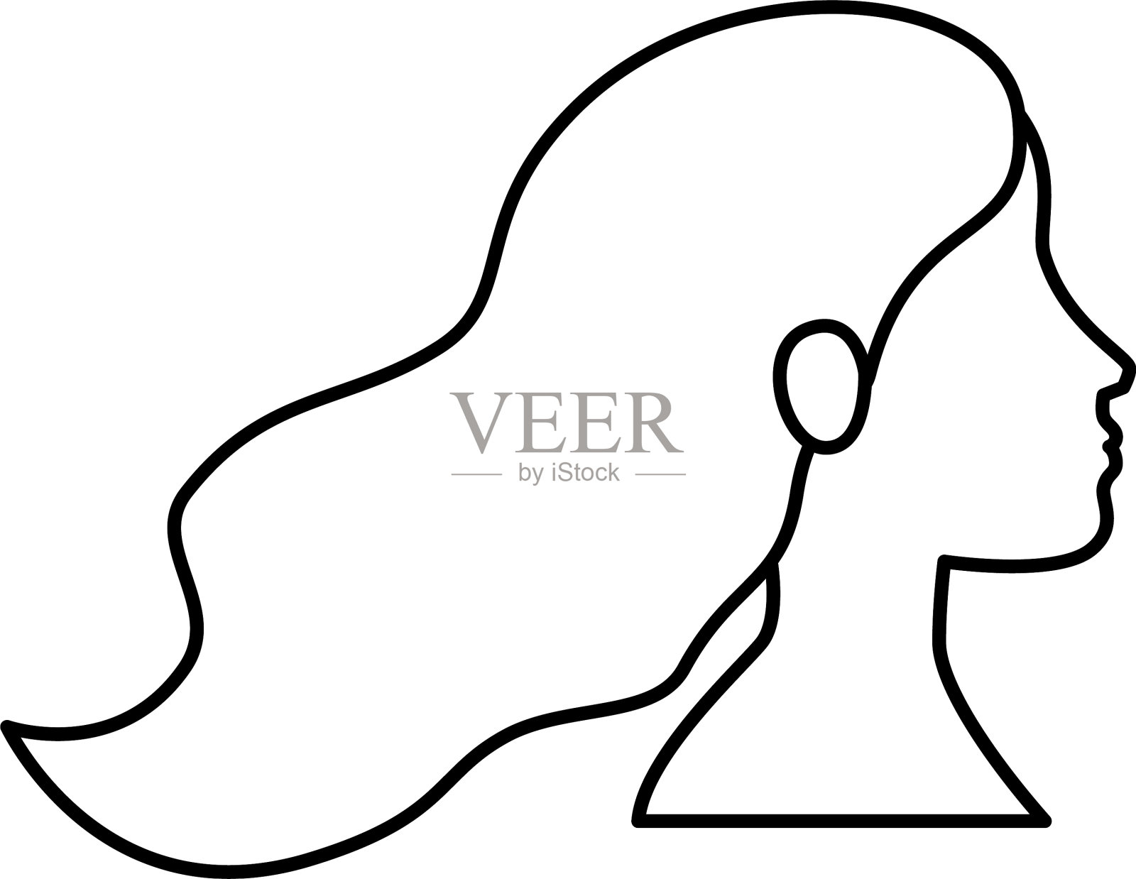 侧面女性头条线风格图标设计元素图片