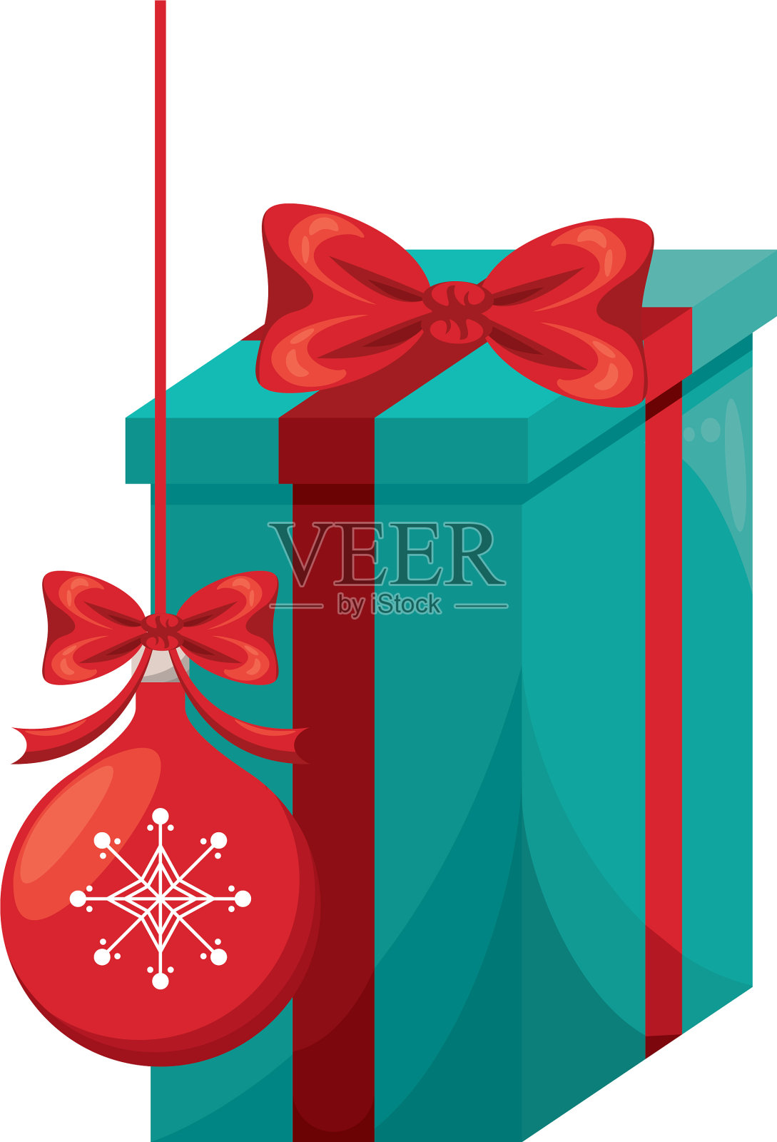 挂着礼物的圣诞球插画图片素材