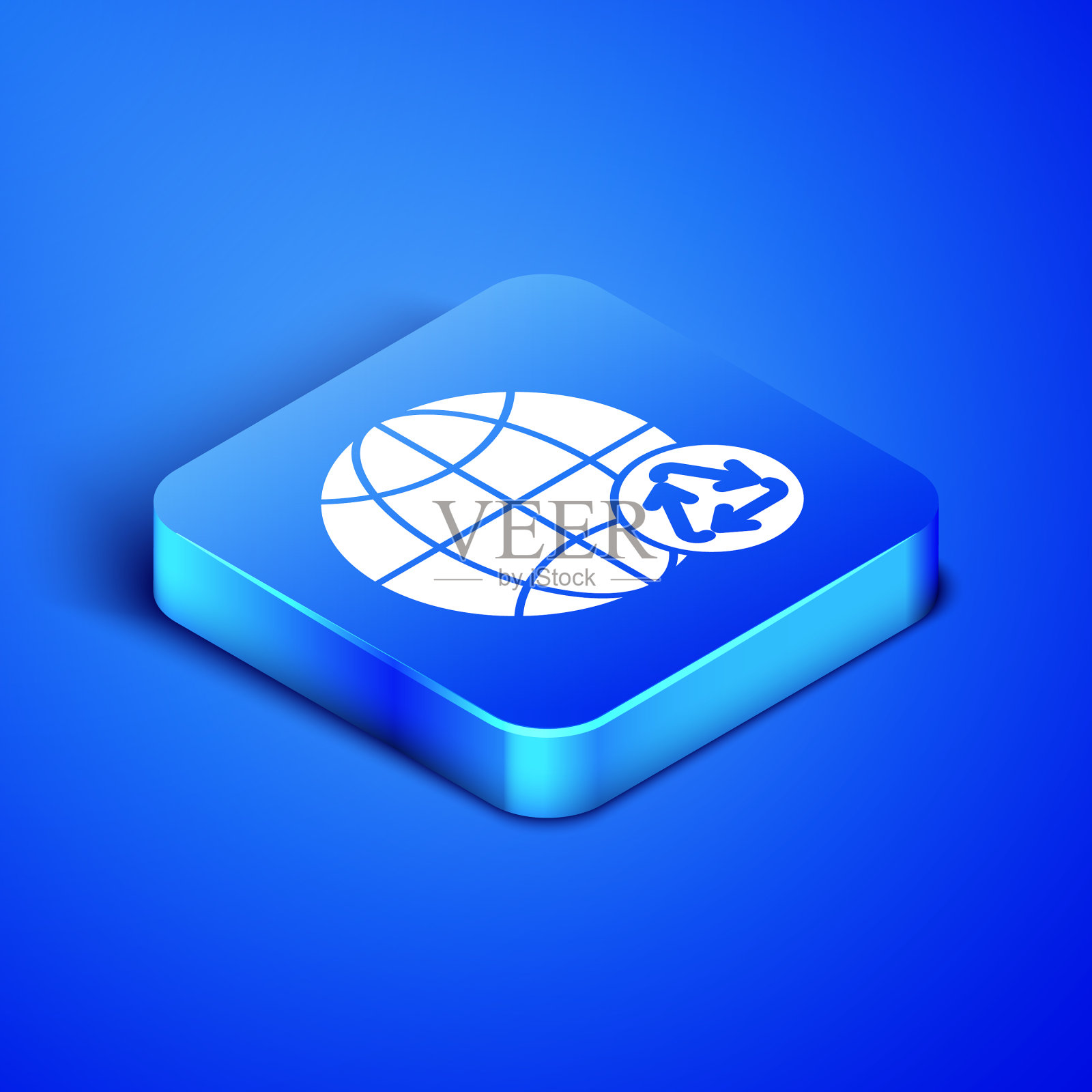 等距地球和一个循环图标图标素材