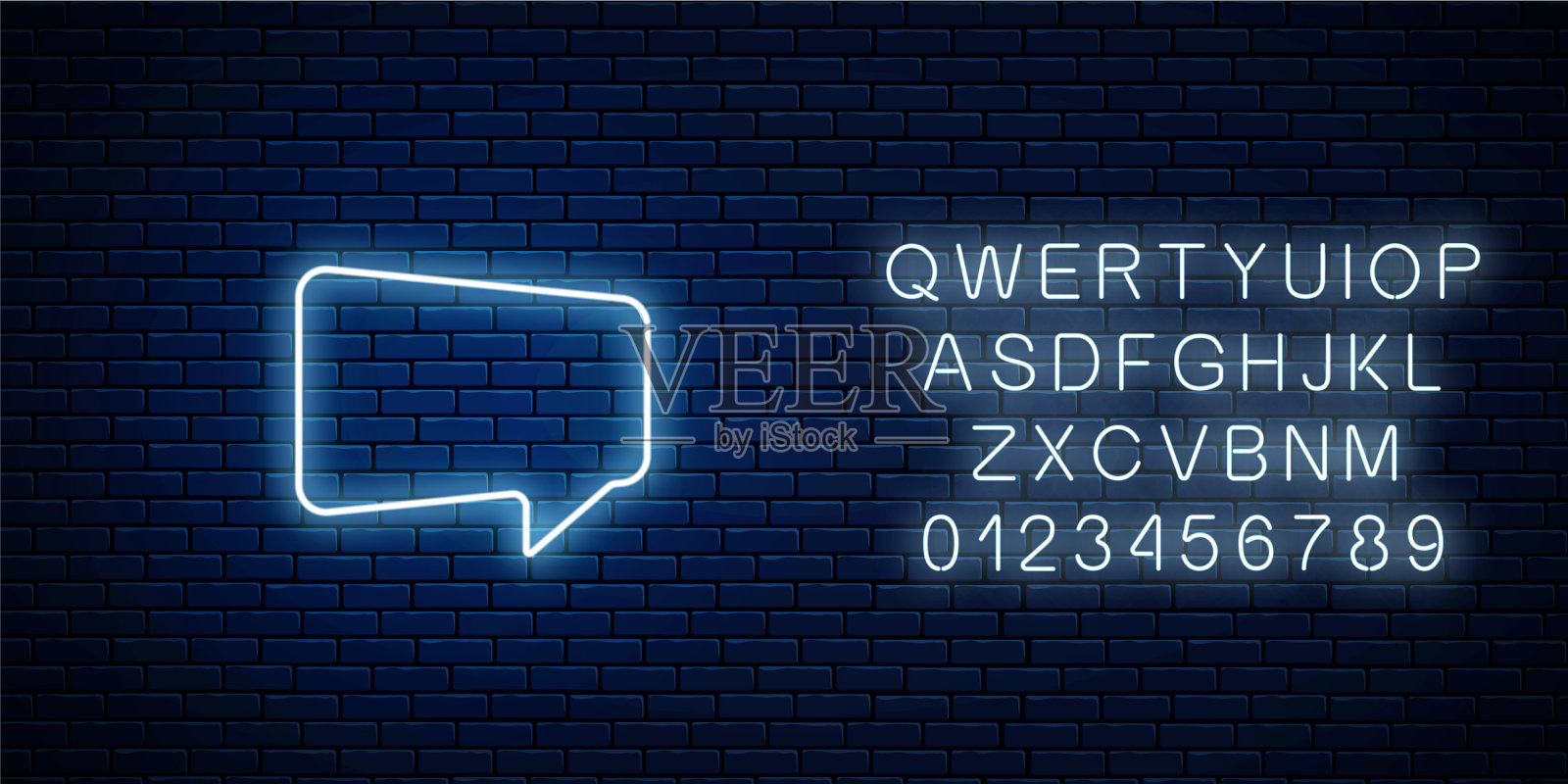 发光的霓虹空言气泡框与插画图片素材