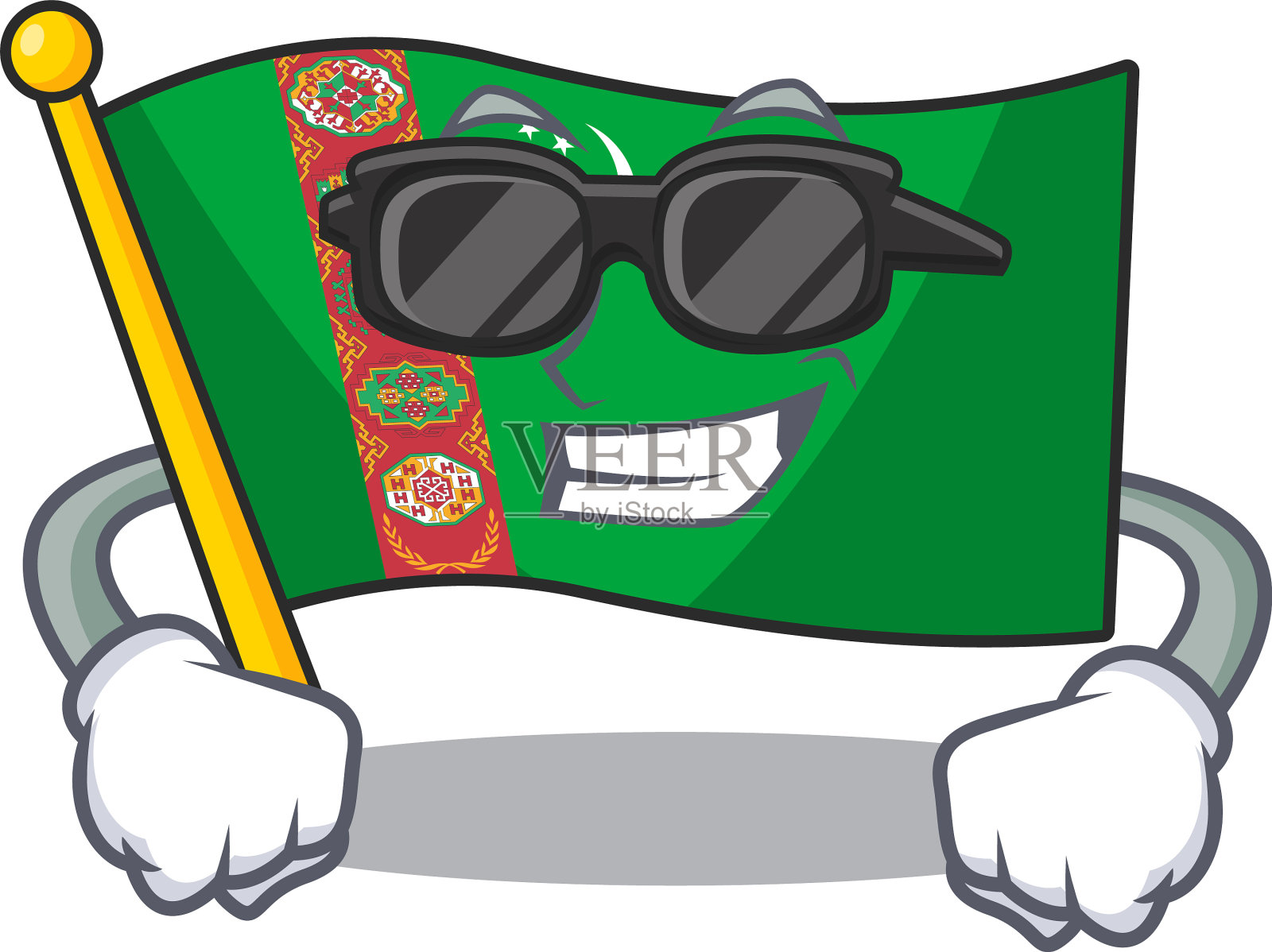 超级酷的旗帜土库曼斯坦字符穿着设计元素图片