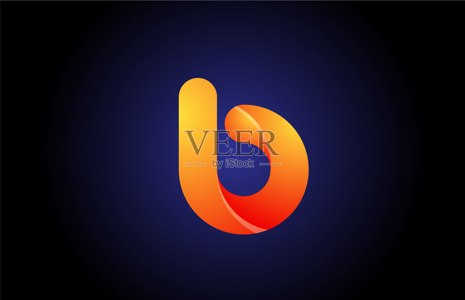 橙色蓝色渐变标志b字母插画图片素材