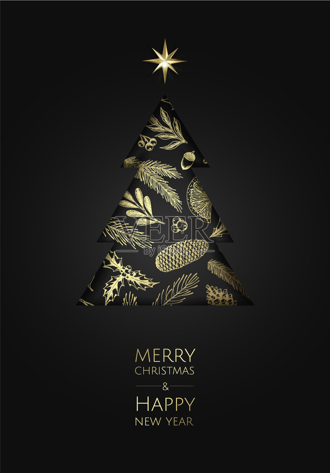 圣诞快乐的背景与圣诞元素插画图片素材