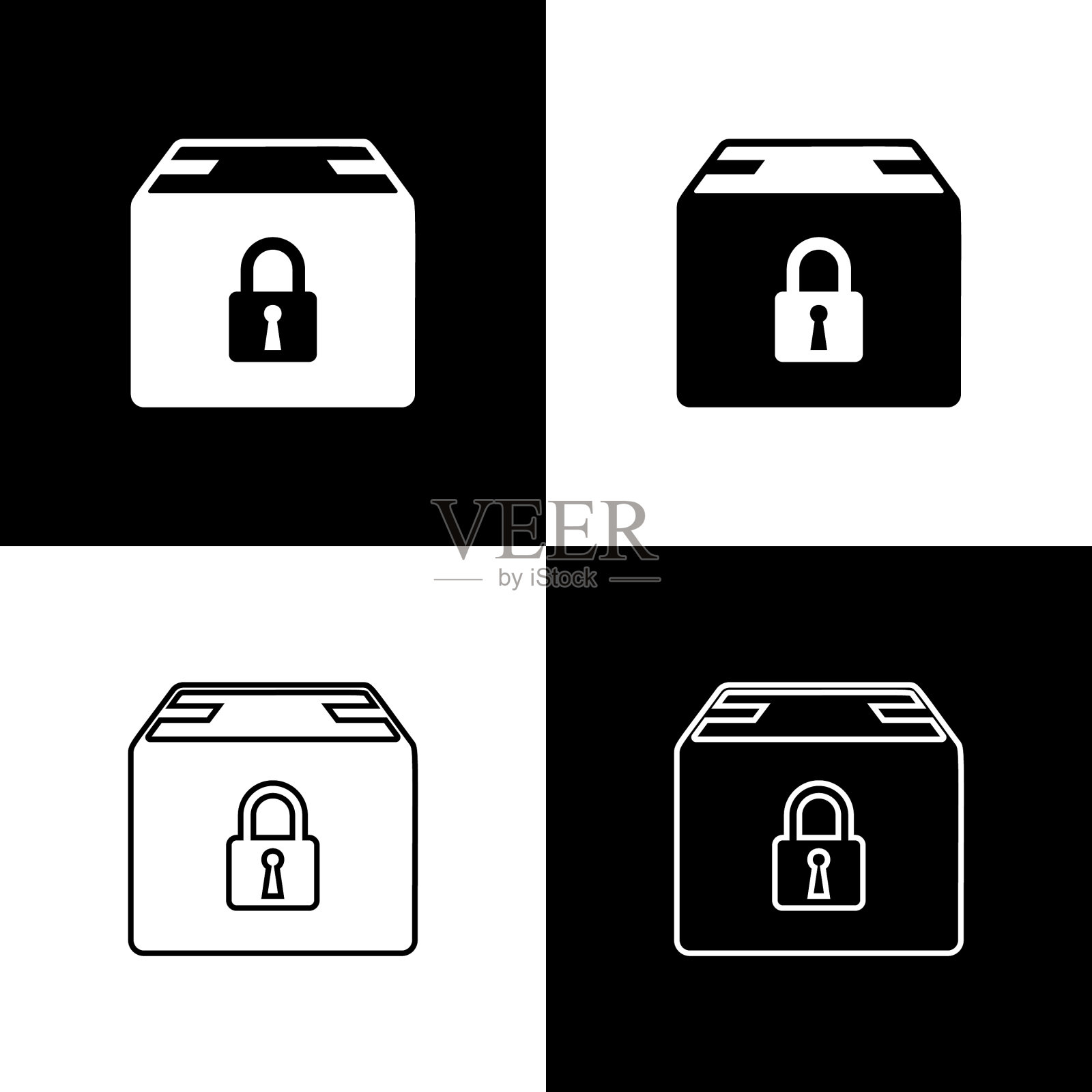 设置锁定包图标隔离在黑色和图标素材