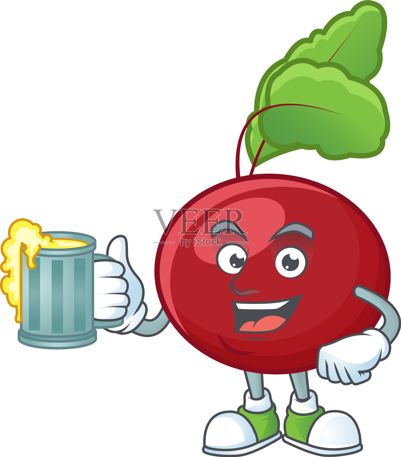 快乐的脸,红甜菜和一杯啤酒设计元素图片