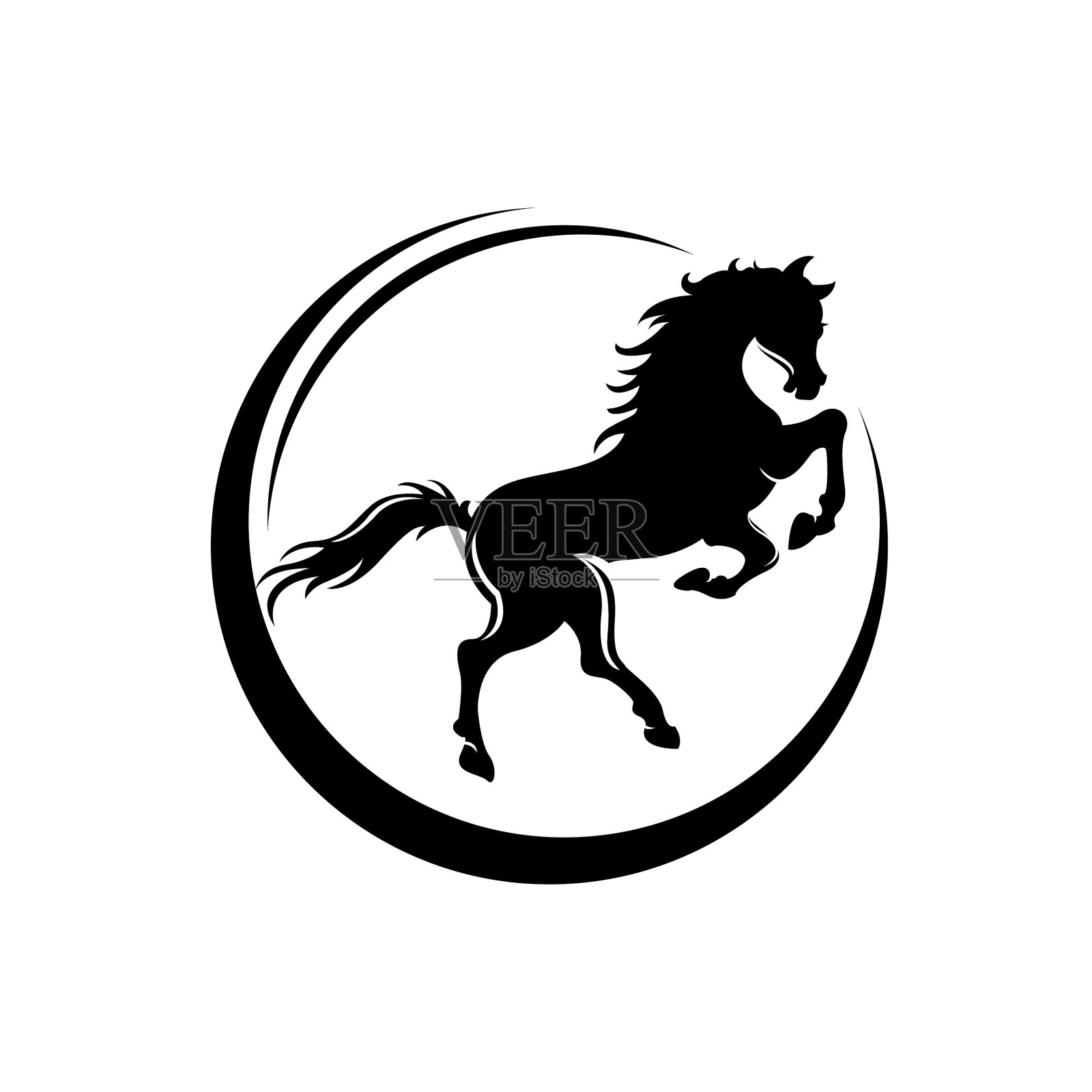 直立起来的野马-站马侧面的观点设计元素图片