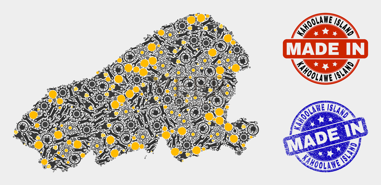 马赛克卡霍拉维岛地图服务项目及插画图片素材