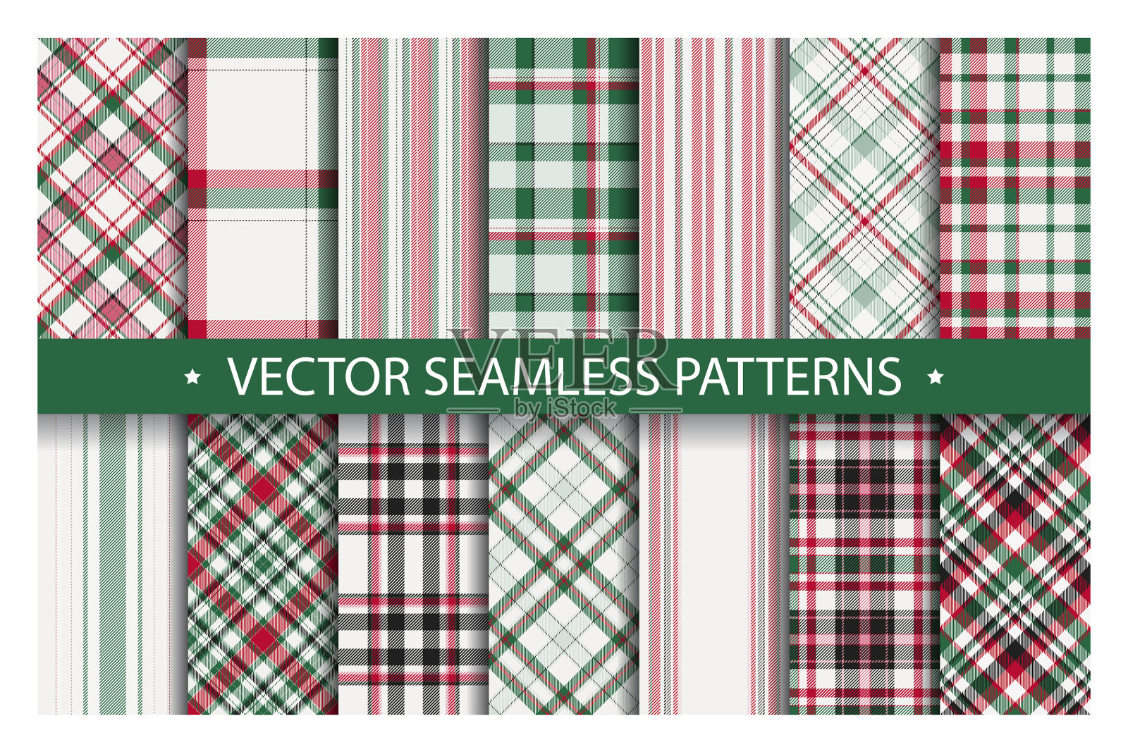 格子套花无缝格子几何图案插画图片素材