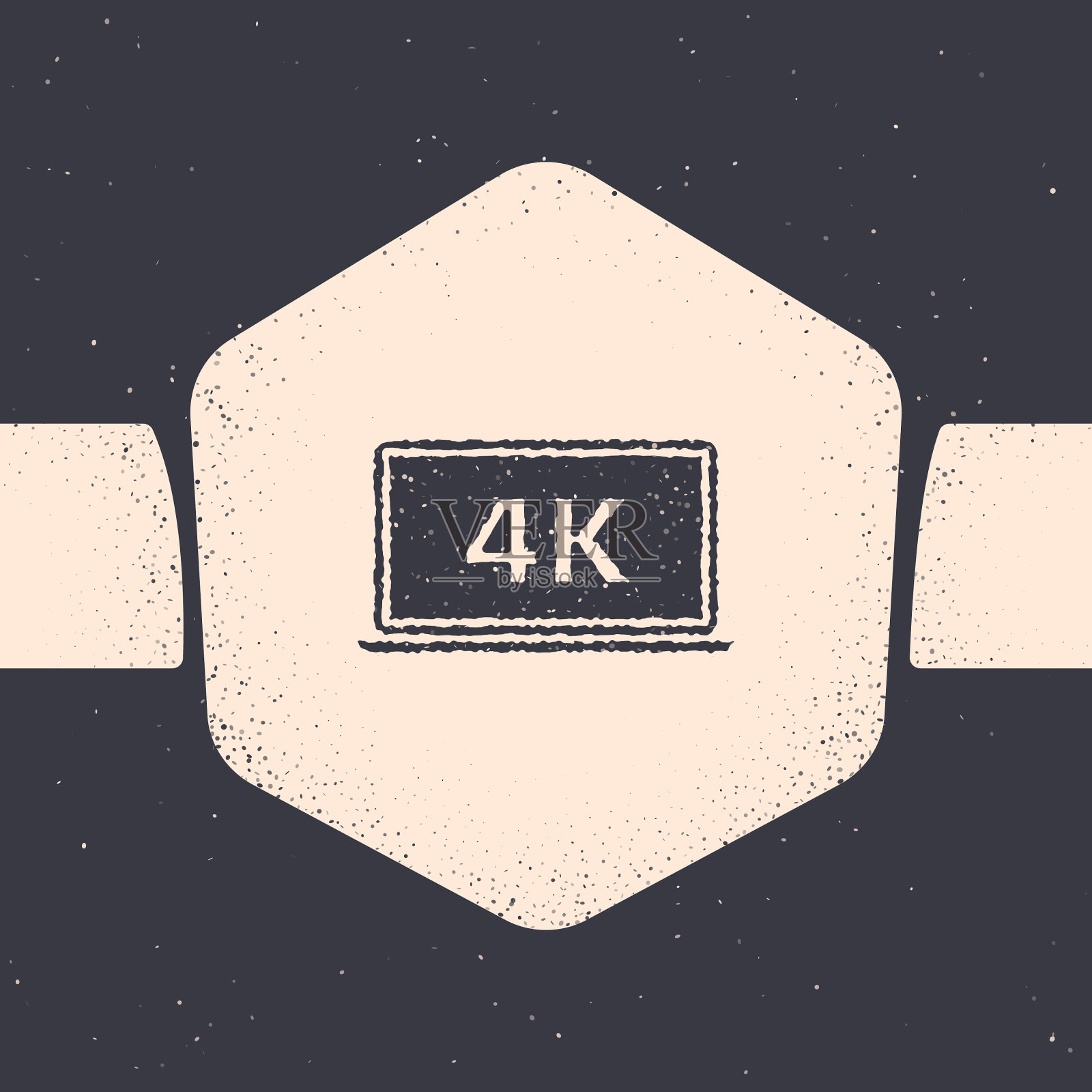 垃圾笔记本电脑屏幕上有4k视频技术图标插画图片素材