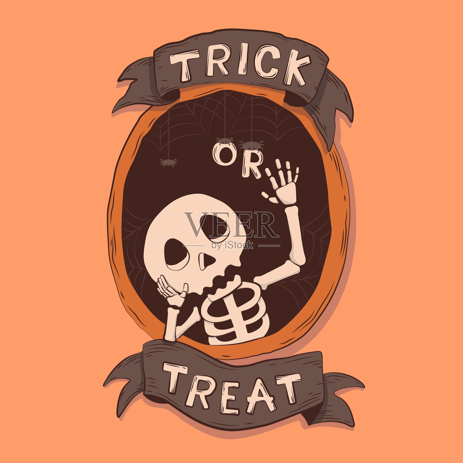 骷髅在框架中迎接插画图片素材