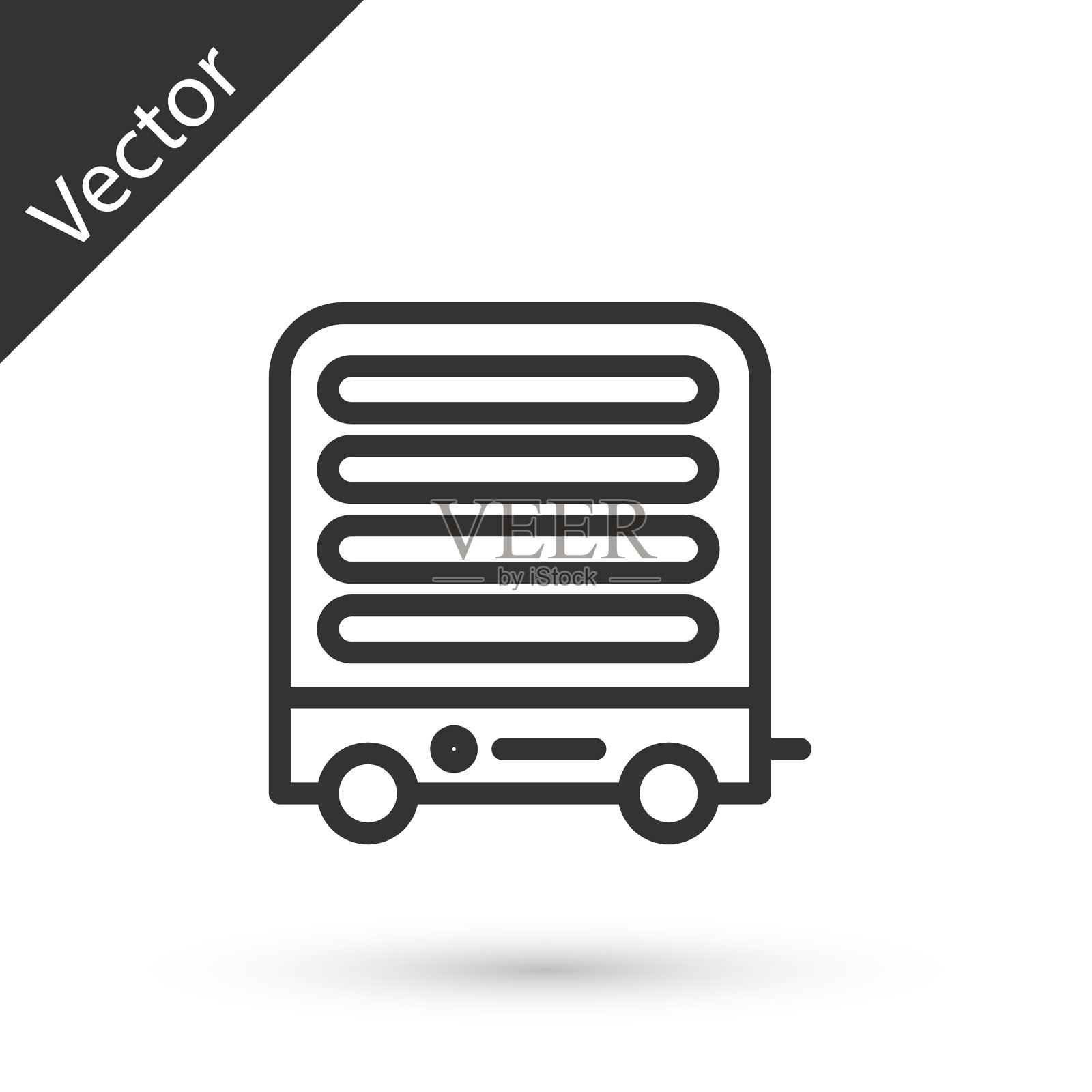 灰色线电加热器图标隔离在白色插画图片素材