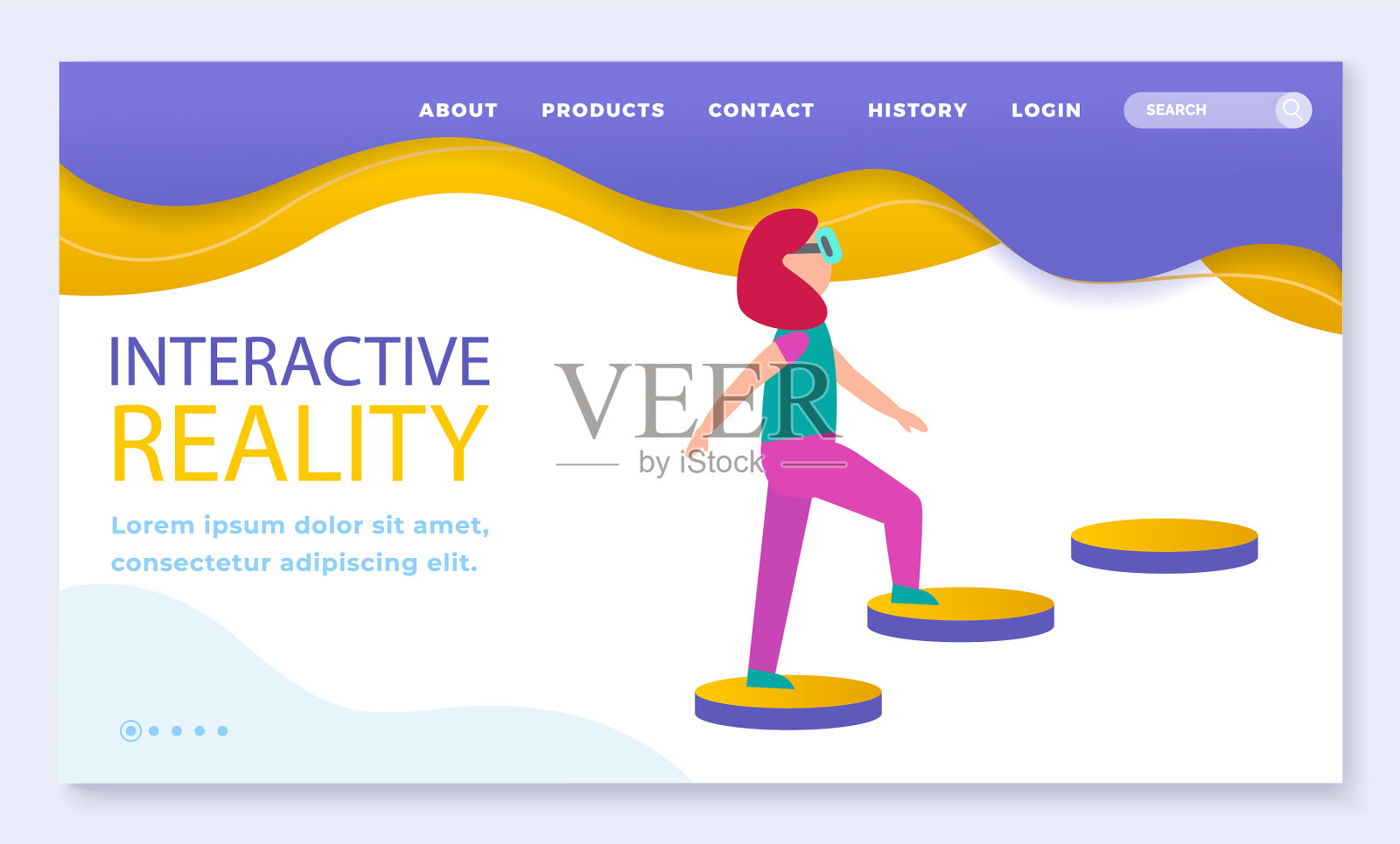 互动或虚拟现实女人玩插画图片素材