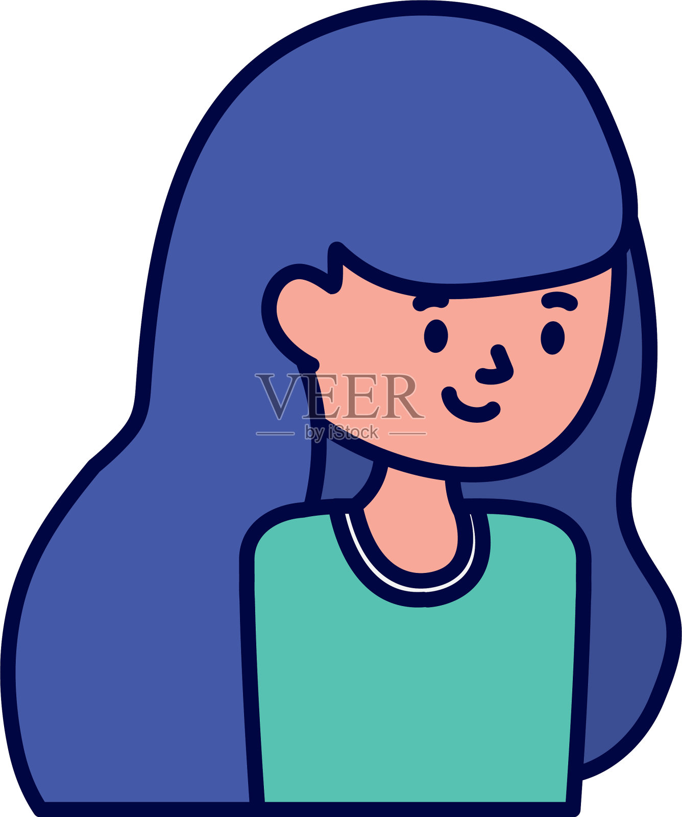 年轻女子卡通人物白色背景设计元素图片