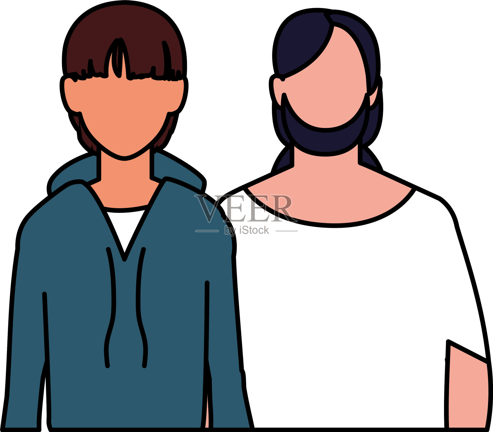 在白色衣服上摆出不同姿势的无名男人们设计元素图片