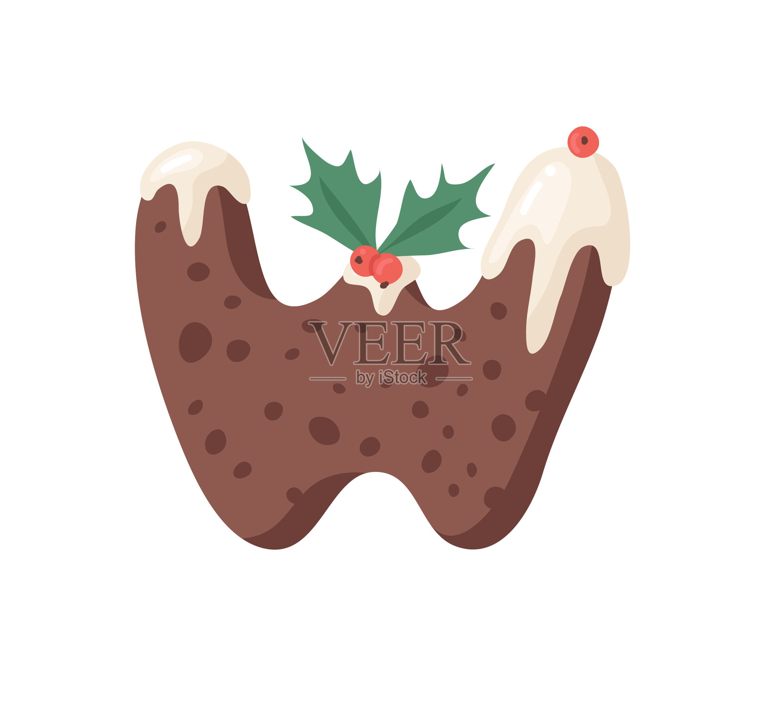 卡通圣诞布丁手绘字体实际插画图片素材