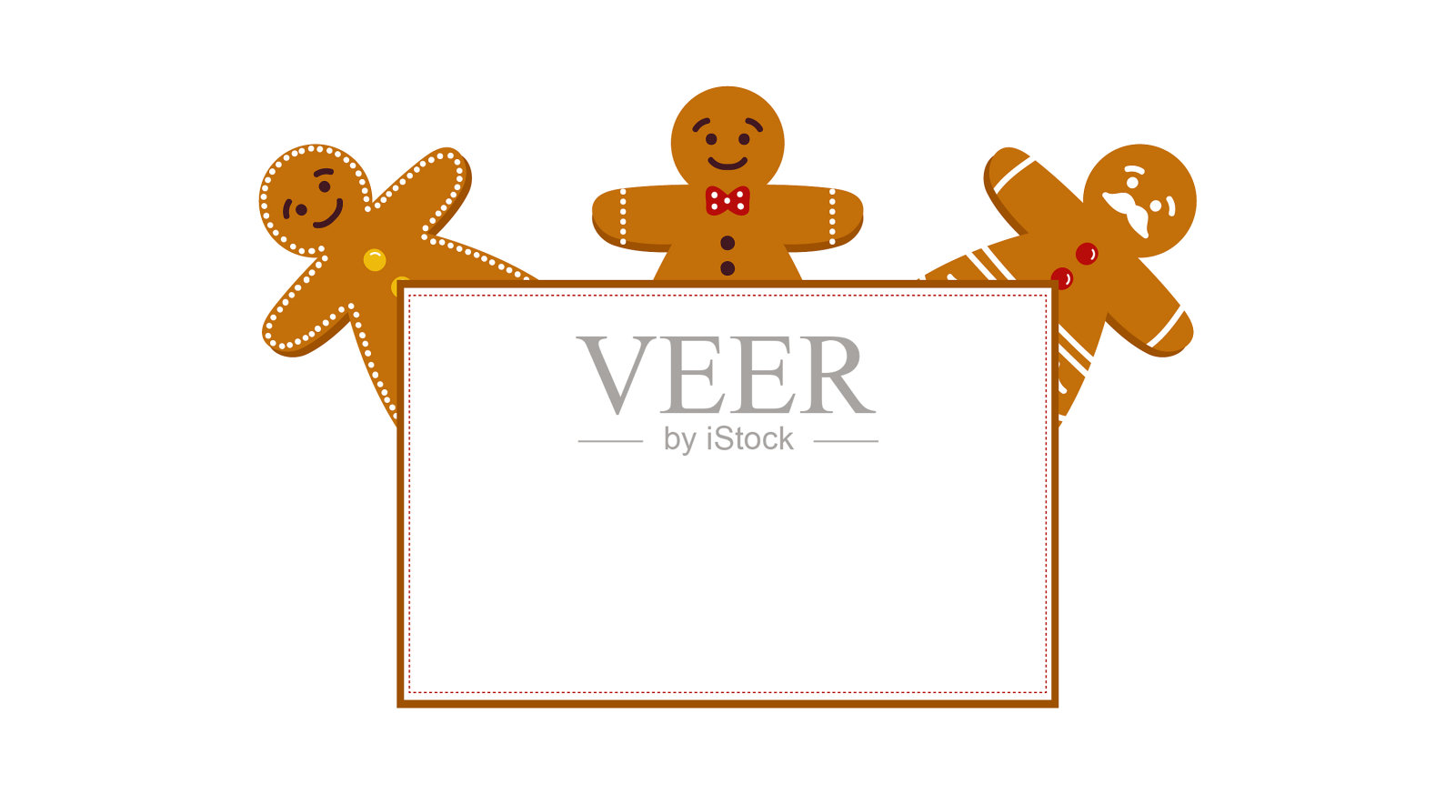 卡通姜饼人与卡片插画图片素材