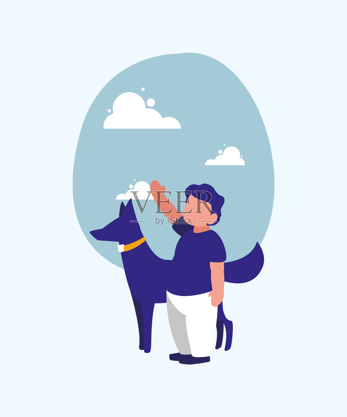 狗和阿凡达孩子的设计插画图片素材