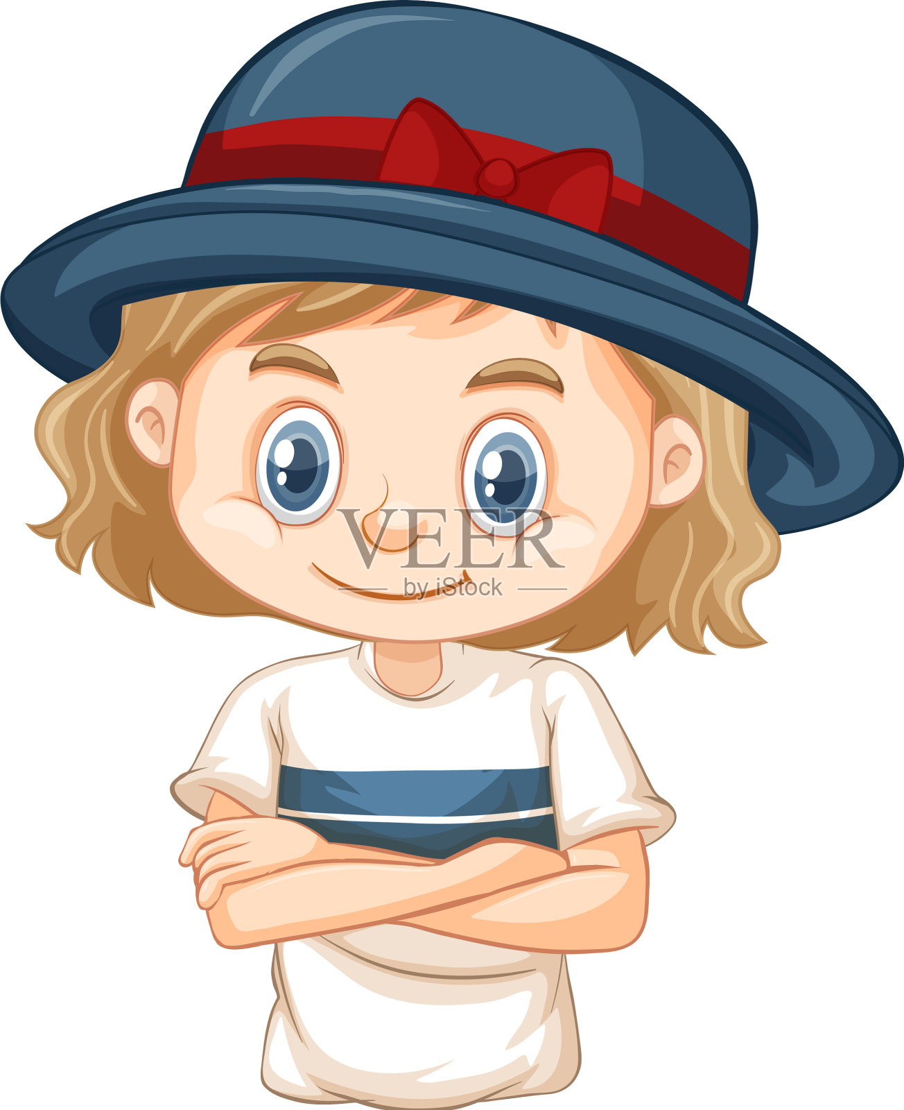 一个戴着灰色帽子的快乐女孩设计元素图片