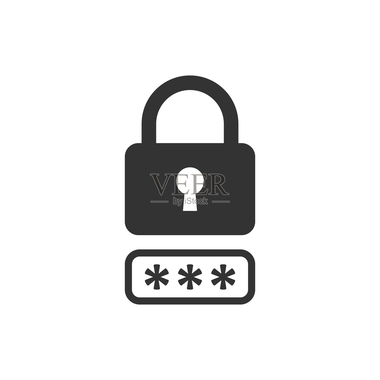 登录图标在平面样式密码访问白色图标素材