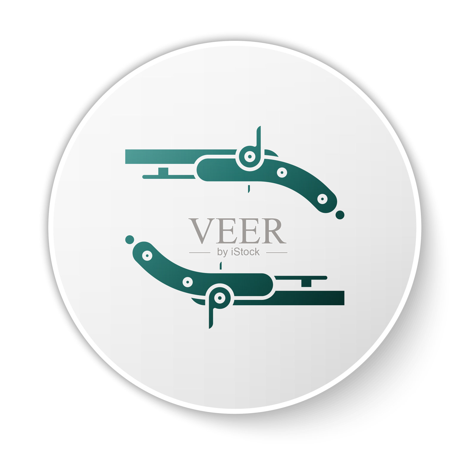 绿色复古手枪图标孤立在白色上插画图片素材