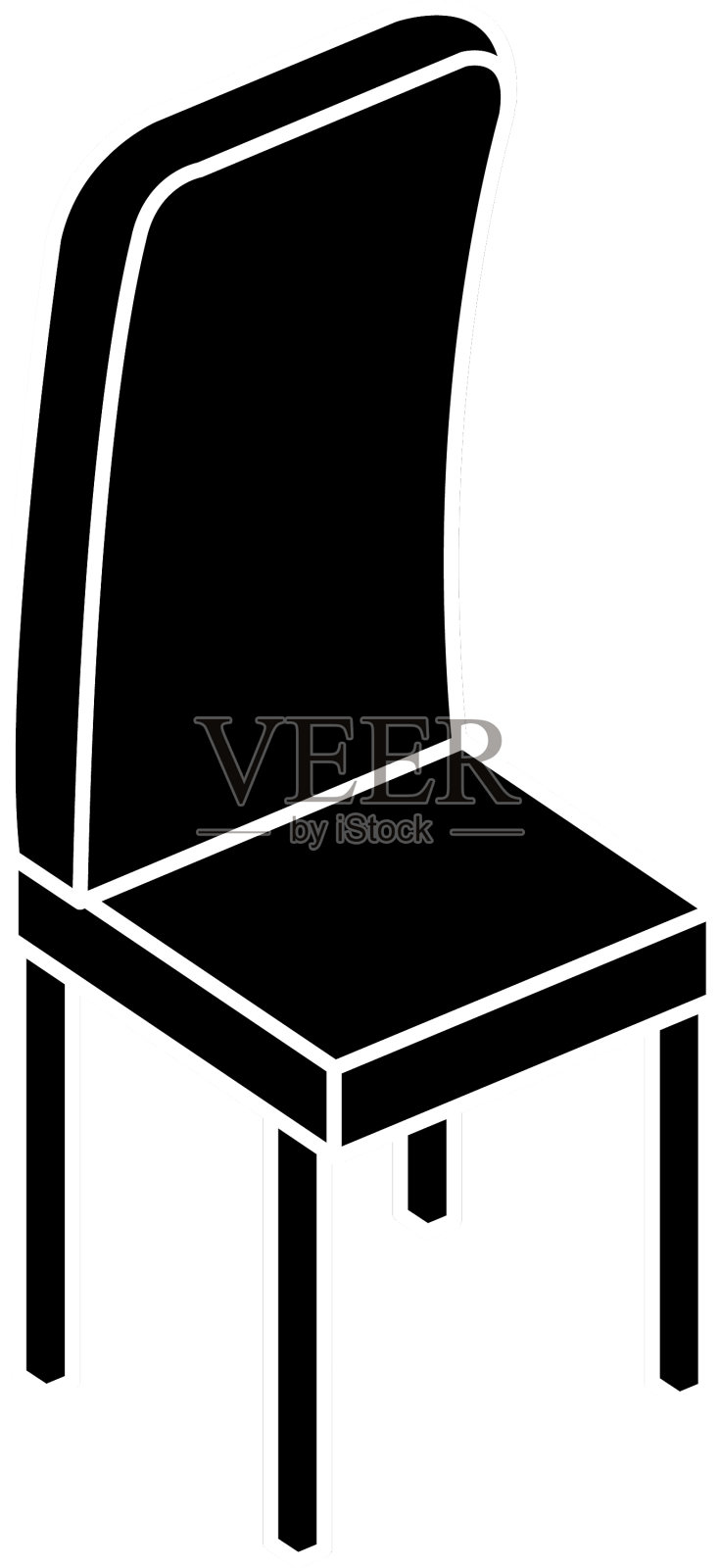 剪影木椅家具孤立图标设计元素图片