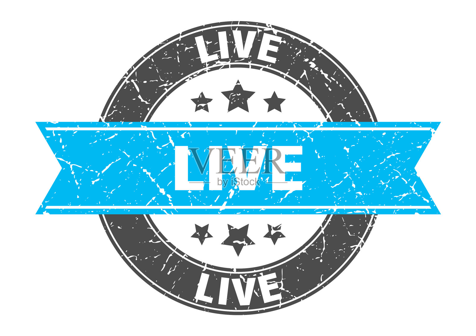 活圆邮票与绿松石丝带活插画图片素材