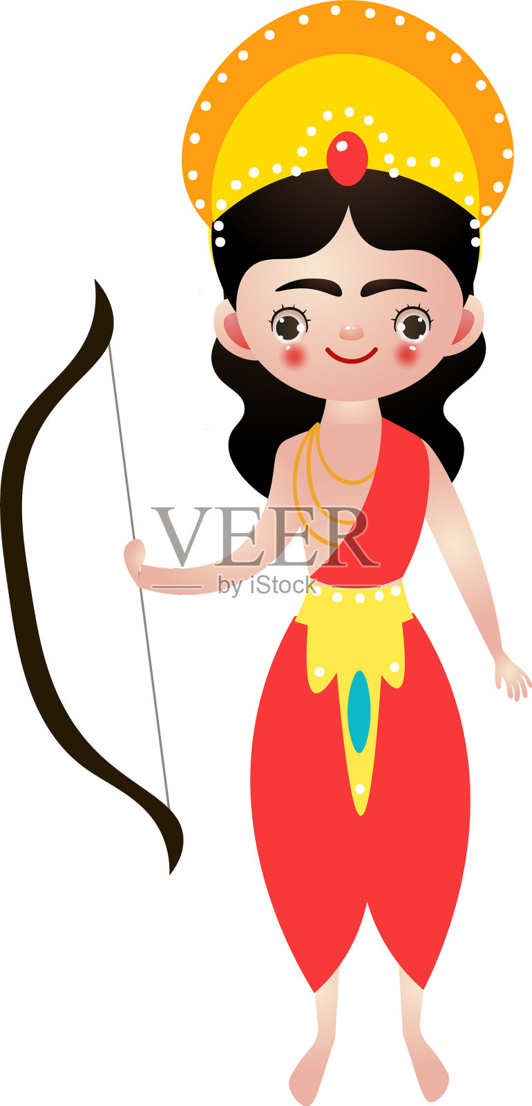 手持弓站立的印度印度教神设计元素图片