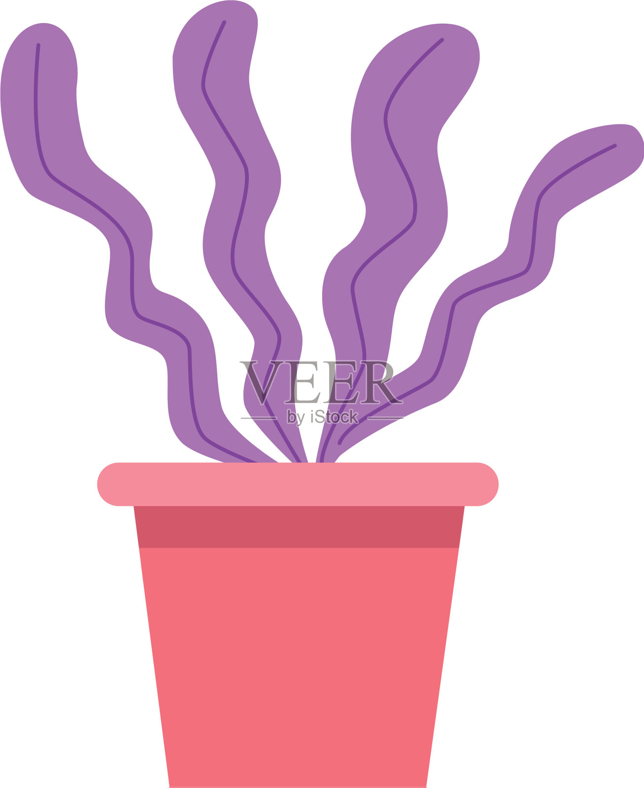 花盆图标中的装饰植物插画图片素材